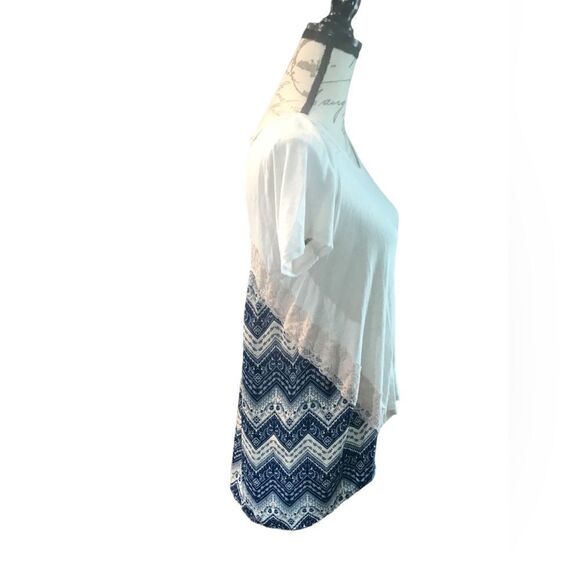 American Dream Medium Cream and Blue Hi Low Top - Picture 3 of 11